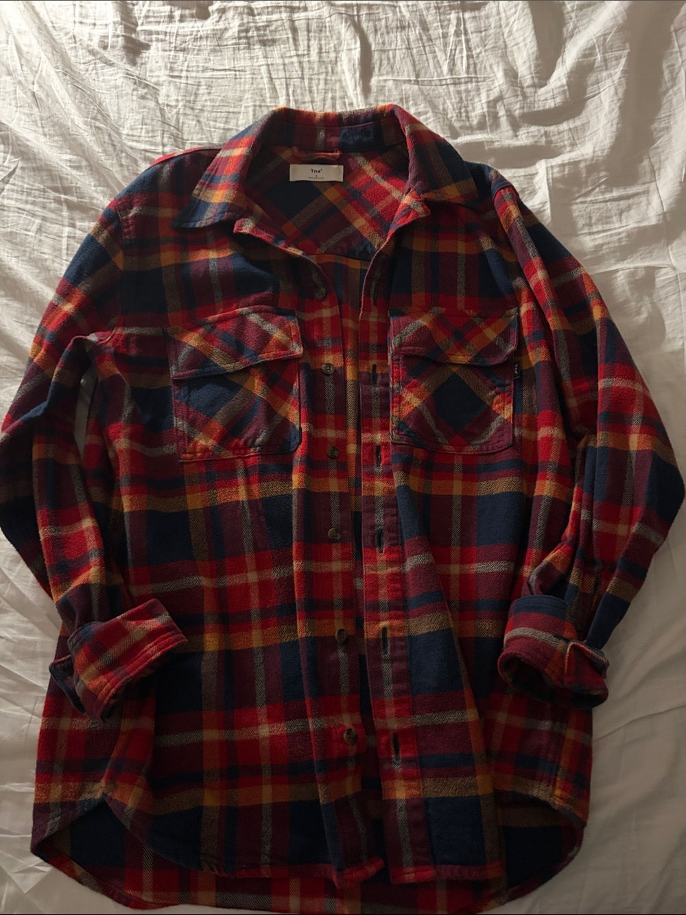 TNA Red, Navy & Yellow Plaid Long-Sleeve Shirt